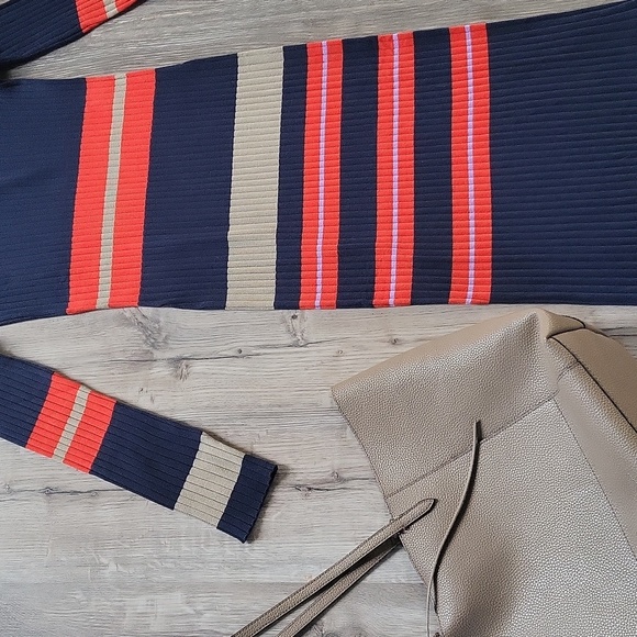 ESPRIT l L l knit l sweater dress l long color blocked l Cotton Blend - Picture 5 of 9